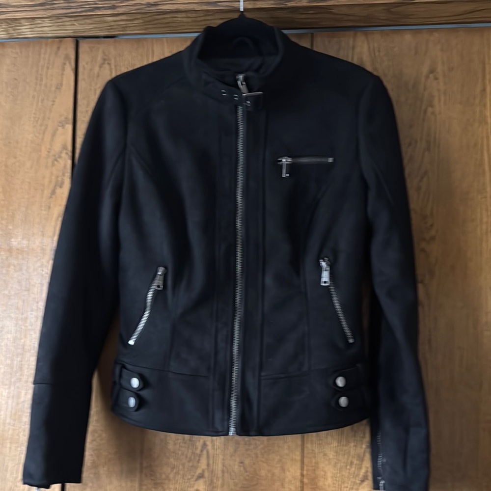 DownEast Black faux suede Moto Jacket